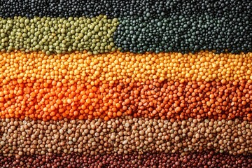 Assorted Colored Lentils in Horizontal Stripes