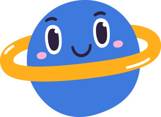 Doodle Drawing Of Smiling Planet