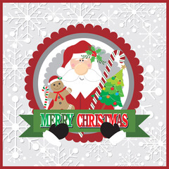 Christmas card design with Santa, gingerbread man and candy cane