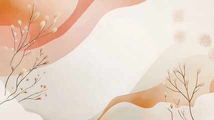 Abstract Beige and Peach Background with Dried Flowers