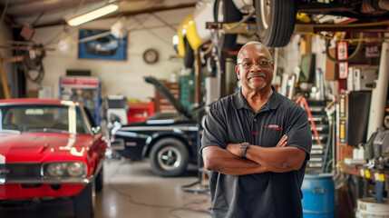 portrait of a small business owner of an automobile repair shop	
