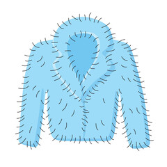 Blue faux fur jacket isolated vector illustration