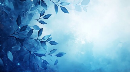 Blue Leaves Abstract Watercolor Background Design