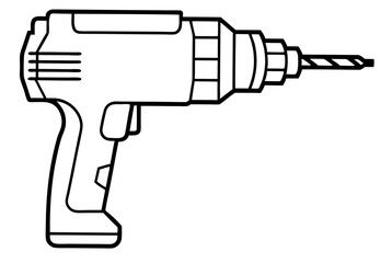 electric drill machine line art silhouette vector