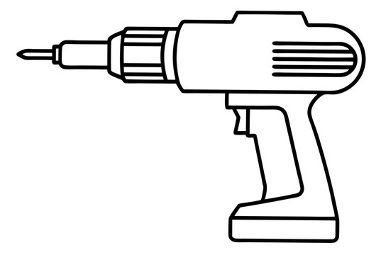 black and white cordless drill outline clip art preview