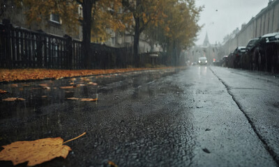 Obraz premium Sketches on the theme of autumn mood, Gloomy rainy autumn
