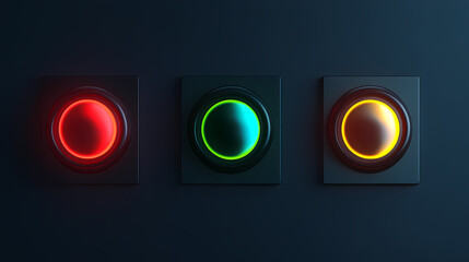 Traffic light set with red, yellow, and green indicators, symbolizing movement. Stonelight. Illustration