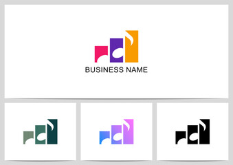 Music Note Bar Chart Graph Logo Design