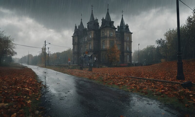 Sketches on the theme of autumn mood, Gloomy rainy autumn