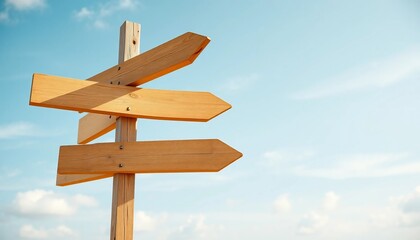 Wooden Signpost with Multiple Directions Blank Arrows Outdoor Guidance Choice Concept