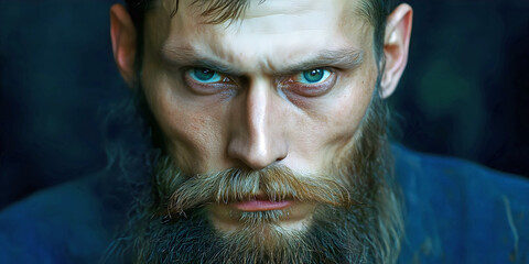 russian  man with a look, ai generated.