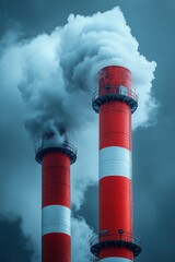 Massive Polluting Chimneys in an Industrial Landscape