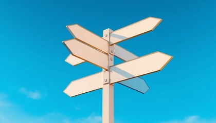 Blank Directional Signpost Multiple Choices Decision Making Path Options Wayfinding Clear Sky