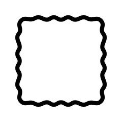 Square frame with curvy edges. Rectangular shape with wiggly borders. Picture or photo frame, empty text box, tag or label element. Vector graphic illustration.