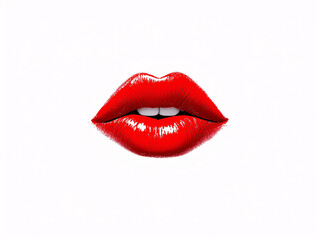 Obraz premium Close-up of glossy red lips with vibrant lipstick, exuding sensual beauty.