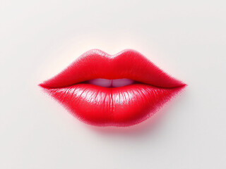 Obraz premium Close-up of glossy red lips with vibrant lipstick, exuding sensual beauty.
