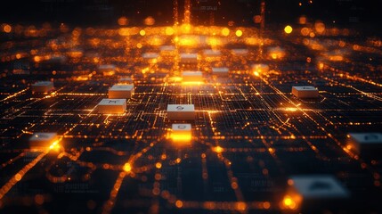 Obraz premium Business Connection Cubes Representing Global Network and Teamwork in Digital Communication