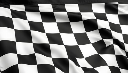 Checkered black and white racing flag background, dinamic scene. isolated with white highlights