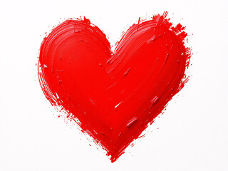Red heart painted with brush strokes, symbolizing love and passion.