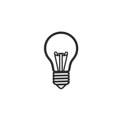 PNG cut out isolated background. A simple black-and-white light bulb icon with a clean and minimal design.