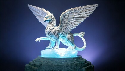griffin perched on a glowing crystal 