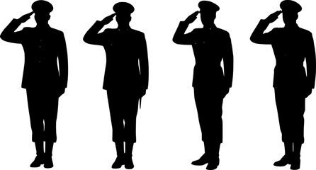 vector set of Military man salute silhouette
