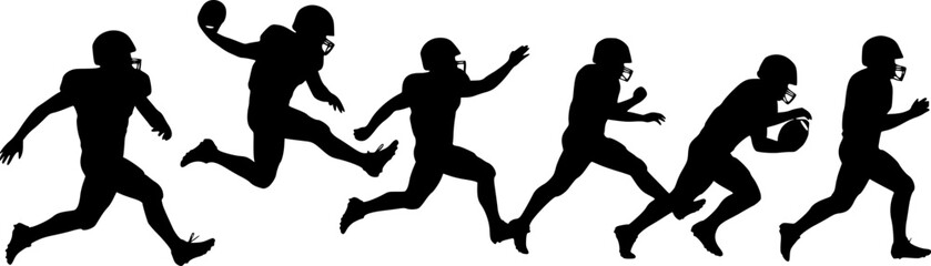 vector set of vector football players in silhouettes
