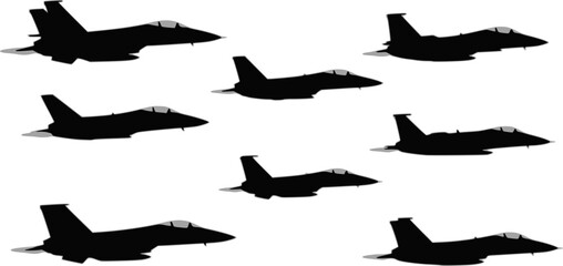 vector set of Military Airplane silhouette
