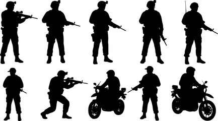 vector set of vector policeman silhouette