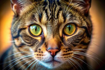 Close-up cat photography reveals stunning facial detail, emphasizing expressive eyes.