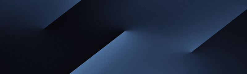 Black dark blue silver white modern abstract background. Geometric shape. Line stripe angle 3d shadow. Gradient. Metal metallic. Brushed matte. Business technology. Wide banner. Panoramic. Minimal.