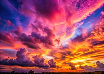 Fototapeta premium Golden hour paints the night sky with beautiful pink cloud formations, a stunning evening cloudscape.