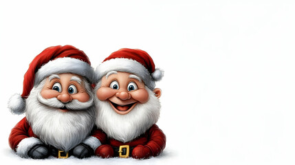 Two Cheerful Festive Characters Sit Happily in the Snow with Holiday Cheer