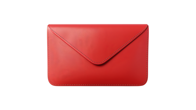 A classic red envelope rendered with glossy details in 3D on a white background - Powered by Adobe
