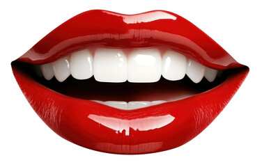 Fototapeta premium PNG Red lips cosmetics lipstick teeth.