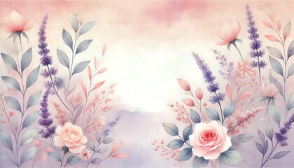 Gradient watercolor background with soft hues of pink, peach, and lavender for a dreamy wedding card design. Generative AI