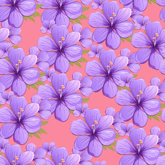 watercolor seamless pattern with vintage flowers. beautiful botanical print with colorful flowers. decorative any. bright spring or summer background. design. decor. textile