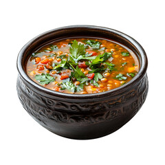 Bowl of Lentil Soup Isolated on Transparent Background