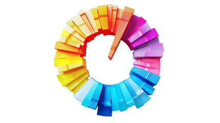 A colorful pie chart rendered in 3D with vivid sections on a white background