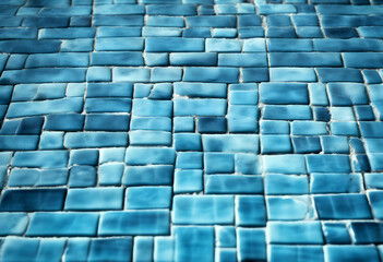 Fototapeta premium background tile blue swimming tiled water mosaic pattern resort poolside turquoise ceramic effect square toned wave colours refreshment