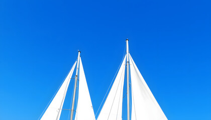 Fototapeta premium Sails and mast in the blue sky, doodle art. isolated with white highlights