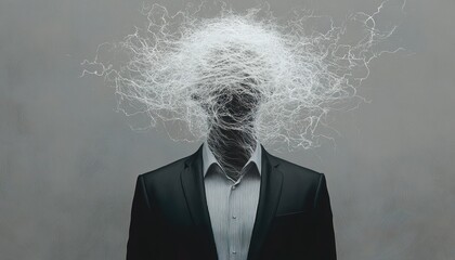 Businessman Mental Confusion Abstract Cloud Headlight Shadows