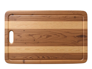 Wooden cutting board isolated on transparent background, top view