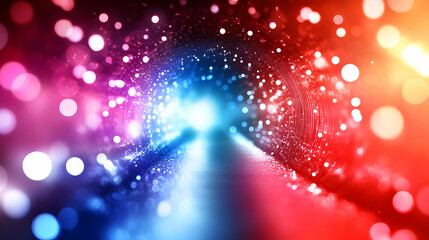 Obraz premium Abstract Background with Red and Blue Bokeh Lights Reflecting in the Water