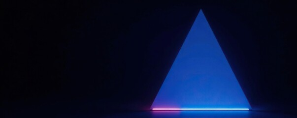 Black background with triangle-shaped LED light emitting from the base and soft blue glow, , background, triangle