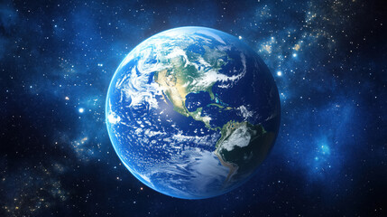 Obraz premium Earth Glowing at Night from Space, with City Lights Twinkling Across Continents Against the Dark Expanse of the Universe