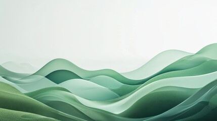 Serene Abstract Landscape with Soft Green Waves and Gentle Curves