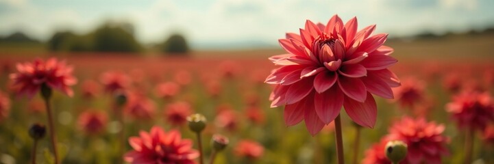 Drought-torn dahlia blooms in a dry landscape, bloom, dahlia, brown