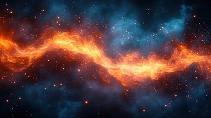 Obraz premium Fiery Abstract Background Illustration with Vibrant Flames and Smoky Blue Backdrop