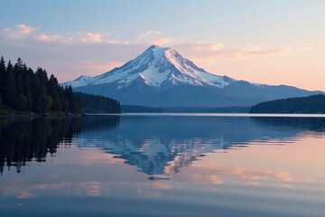 Mt Rainier and Olympic Mountains reflect in calm Puget Sound waters, Mt Rainier, Nature